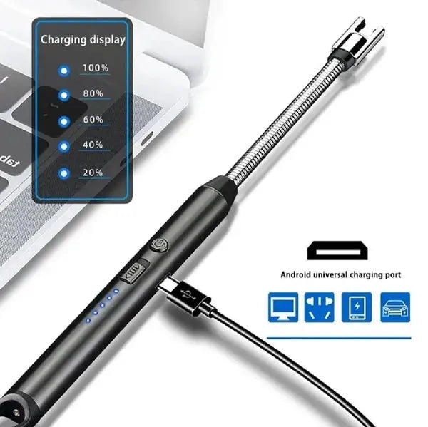 Rechargeable Electric Plasma Arc Lighter with Flexible Neck – Windproof & Flameless USB Lighter for Kitchen, Candles & Outdoor Use image 3