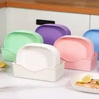 Pastel Plastic Snack Plates Set with Storage Stand – Reusable Dessert & Serving Plates for Home(Pack of 10) image 2