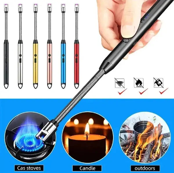 Rechargeable Electric Plasma Arc Lighter with Flexible Neck – Windproof & Flameless USB Lighter for Kitchen, Candles & Outdoor Use image 0